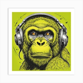 Cosmic Ape With Headphones Art Print