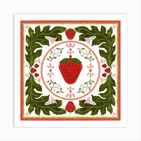 Strawberry Patchwork Art Print