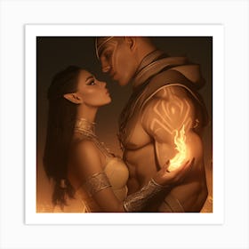 Elven Flame Couple Art Print