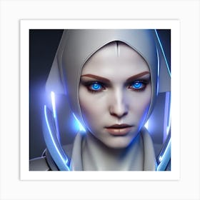 Female Android With Blue Eyes Art Print