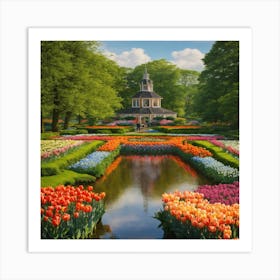 Tulip Garden In The Netherlands Art Print