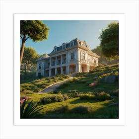 Default A Big Mansion Built On Top Of A Hill Surrounded With T 1 ١ Art Print