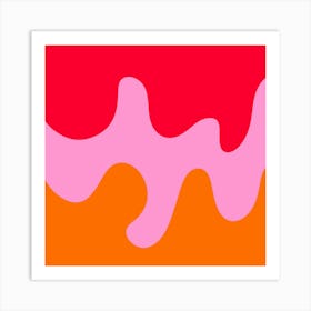 Abstract modern shapes pink, red, orange Art Print