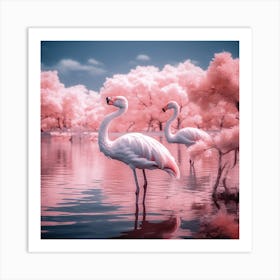 Pink Flamingos Art Print