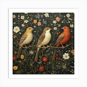 Three Birds On A Branch Art Art Print