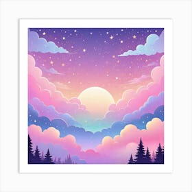 Sky With Twinkling Stars In Pastel Colors Square Composition 8 Art Print