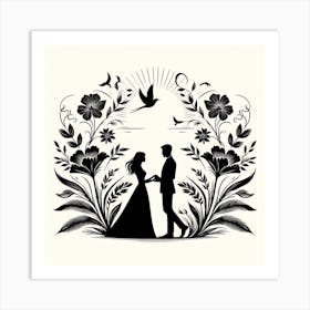 Silhouette of Couple 7 Art Print