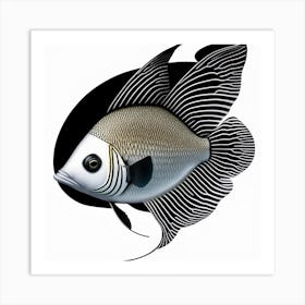 Tattoo Fine Line Butterfly Fish Art Print