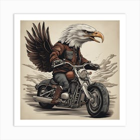 Eagle On A Motorcycle 1 Art Print