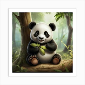 Panda Bear In The Forest Art Print