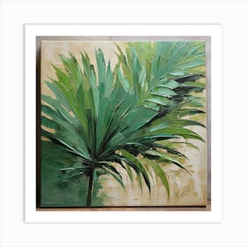 Green fan of palm leaves 1 Art Print