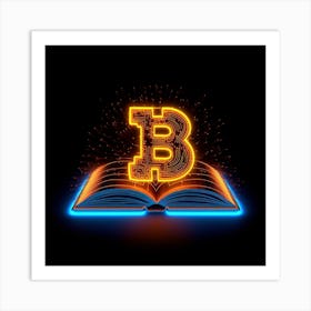 Bitcoin Symbol On A Book Art Print