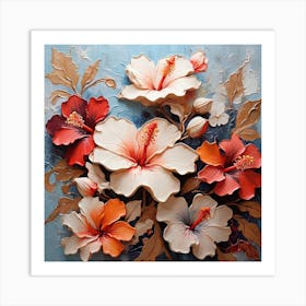 Pattern with Hibiscus flowers Art Print