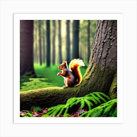 Squirrel In Forest (38) Art Print