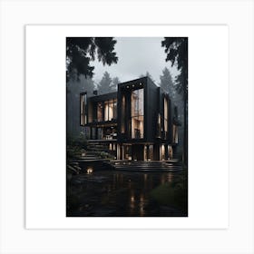 Modern House In The Forest Art Print