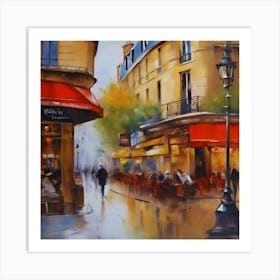 Cafe in Paris. spring season. Passersby. The beauty of the place. Oil colors.2 Art Print