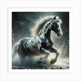 Horse Running In The Water 1 Art Print