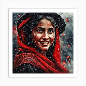 Afghan Girl In The Rain Art Print