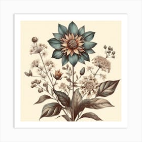 Flowers And Leaves Art Print