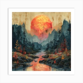 Sunset In The Mountains 10 Art Print