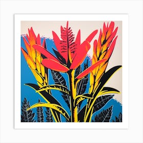 Heliconia 2 Pop Art Illustration Square Art Print