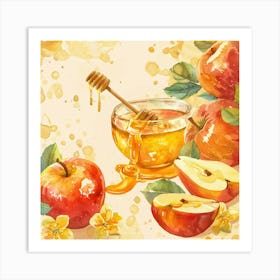 Rosh Hashanah Banner Texture With Apples And Hon 1718400529 1 Art Print