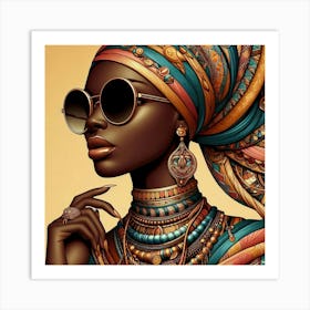 African Woman In Sunglasses 13 Art Print