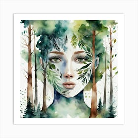 Woman In The Forest 1 Art Print