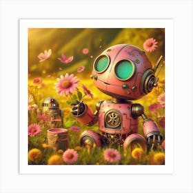 Robot In The Meadow 1 Art Print