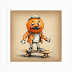 Orange Skateboarder 2 Art Print