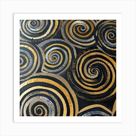 Gold And Black Swirls Art Print