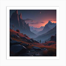 Sunset In The Mountains 1 Art Print