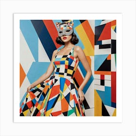 Woman In A Colorful Dress Art Print