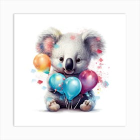 Koala With Balloons Art Print