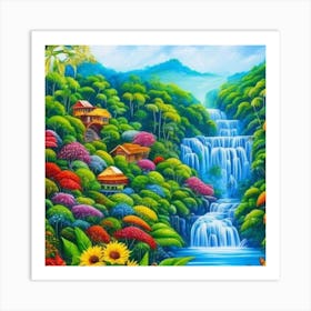 Waterfall In The Jungle 5 Art Print
