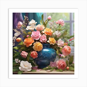 Roses In A Vase Art Print