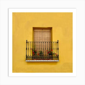 Yellow House With Balcony Art Print