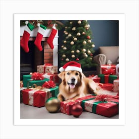 CHRISTMAS LABRADOR DOG Art Print