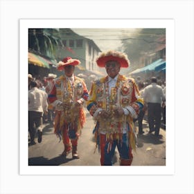 Men In Traditional Costumes Art Print