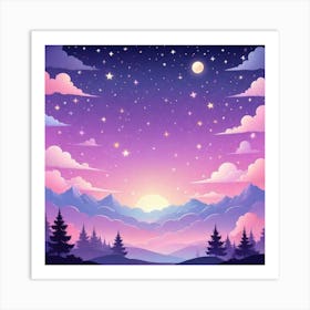 Sky With Twinkling Stars In Pastel Colors Square Composition 79 Art Print