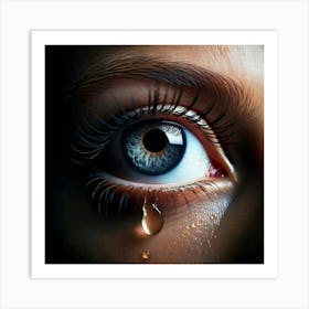 Firefly Hyper Realistic Close Up Of A Tear On Dark Background 30992 (2) Art Print