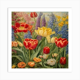 Tulips In The Garden 14 Art Print