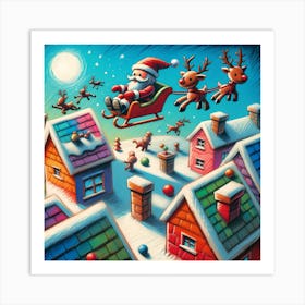 Super Kids Creativity:Santa Claus Flying Art Print