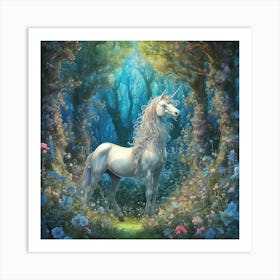 Unicorn In The Forest 1 Art Print