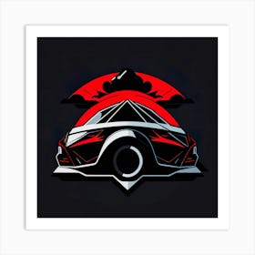 Car Red Artwork Of Graphic Design Flat (297) Art Print