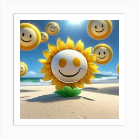 Smiley Sunflower Art Print