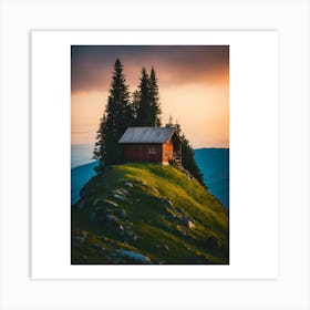 Cabin In The Mountains Art Print