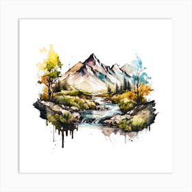 Watercolor Landscape Painting 1 Art Print