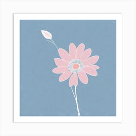 A White And Pink Flower In Minimalist Style Square Composition 168 Art Print