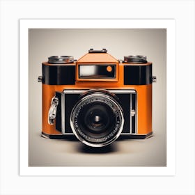 Orange Vintage Camera Art Print